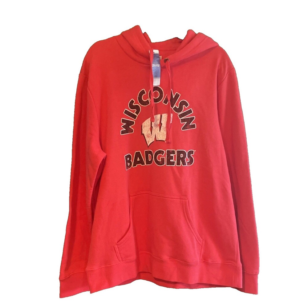 NWT Box Seat Clothing Mens  XL Wisconsin Badgers Hoodie SweatShirt‎ Red